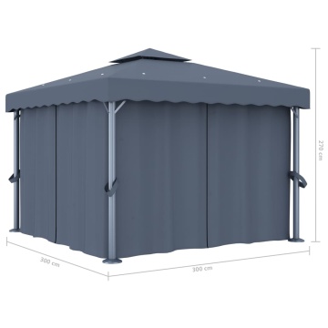 Pavilion cu perdea, antracit, 3 x 3 m, aluminiu - Img 5