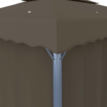 Pavilion cu perdea & șir de lumini LED, gri taupe, 4x3 m - Img 7