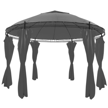 Pavilion cu perdele, antracit, 3,5 x 2,7 m, rotund - Img 2
