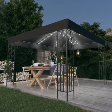 Pavilion cu șir de lumini LED, antracit, 3x3 m - Img 1