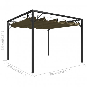 Pavilion grădină, acoperiș retractabil gri taupe 3x3 m 180 g/m² - Img 6