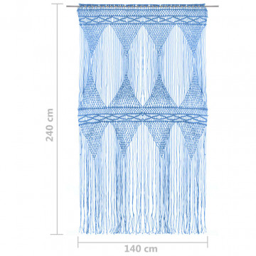 Perdea macrame, albastru, 140 x 240 cm, bumbac - Img 5