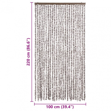 Perdea pentru insecte, gri taupe și alb, 100 x 220 cm, chenille - Img 7