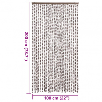 Perdea pentru insecte, gri taupe și alb, 100x200 cm, chenille - Img 7