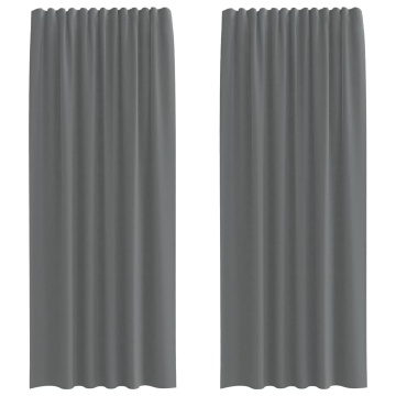 Perdele voal cu bucle 2 buc Gri închis 140x245 cm - Img 2