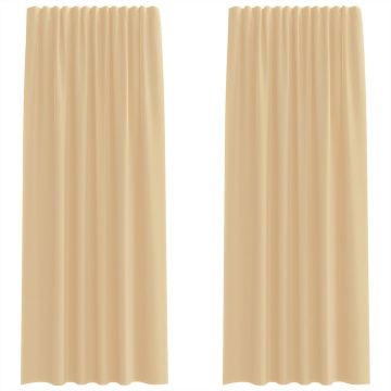 Perdele Voile cu Bucle 2 buc Nisip 140x225 cm - Img 2
