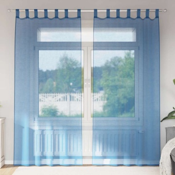 Perdele Voile cu buzunare pentru bare 2 buc Albastru regal - Img 1