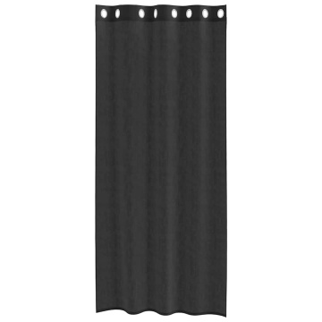 Perdele Voile cu Oeli 2 buc Negru 140x245 cm - Img 4
