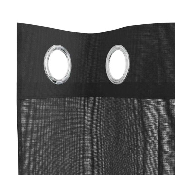 Perdele Voile cu Oeli 2 buc Negru 140x300 cm - Img 8