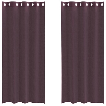 Perdele Voile cu Oeli 2 buc Violet 140x245 cm - Img 2