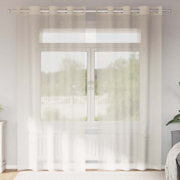 Perdele Voile cu Oelii 2 buc Crem 140x225 cm - Img 1