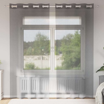 Perdele Voile cu Oelii 2 buc Gri Inchis 140x245 cm - Img 1