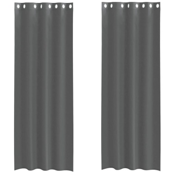 Perdele Voile cu Oelii 2 buc Gri Inchis 140x260 cm - Img 2