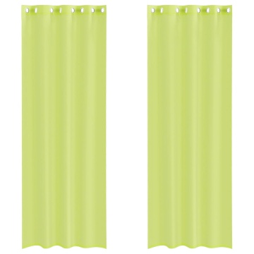 Perdele Voile cu Oelii 2 buc Verde măr 140x260 cm - Img 2