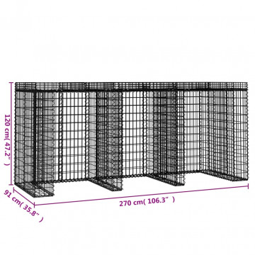 Perete gabion pentru pubela gunoi 270x91x120 cm fier galvanizat - Img 5