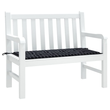 Pernă bancă de grădină negru carouri, 100x50x3cm, textil Oxford - Img 3
