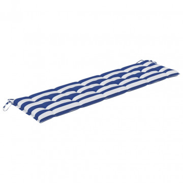 Pernă de bancă, dungi albastre și albe, 180x50x7 cm, textil - Img 2