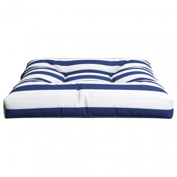 Pernă de paleți, albastru/alb, 70x70x12 cm, textil, dungi - Img 5