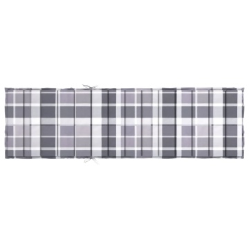 Pernă de șezlong, gri carouri, 200x70x3 cm, textil Oxford - Img 8