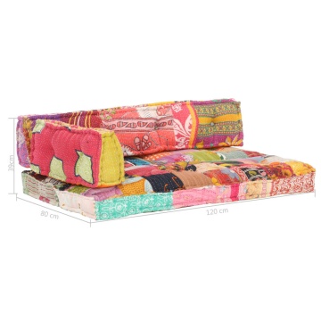 Pernă pentru canapea din paleți, multicolor, textil, petice - Img 8