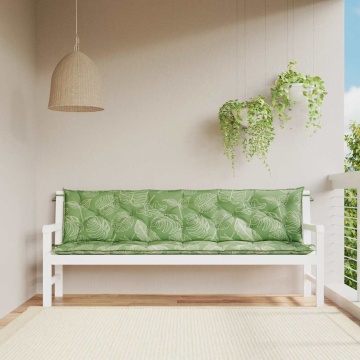 Perne bancă de grădină, 2 buc, 200x50x7cm, model frunze, textil - Img 3