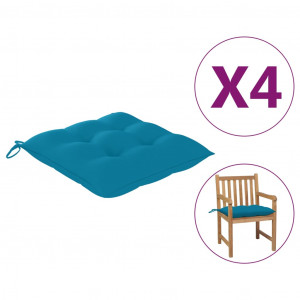 Perne de scaun, 4 buc., albastru deschis, 40x40x7 cm, textil - Img 1