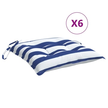 Perne de scaun, 6 buc., albastru&alb, 50x50x7 cm, textil oxford - Img 2