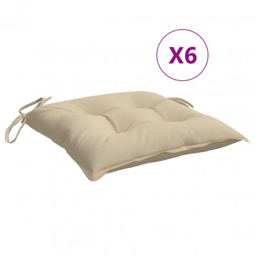 Perne de scaun, 6 buc., bej, 50x50x7 cm, textil oxford - Img 2