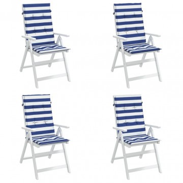 Perne de scaun spătar înalt, 4 buc. dungi albastre&albe, textil - Img 3