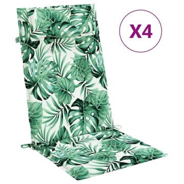 Perne de scaun spătar înalt, 4 buc, model frunze, textil Oxford - Img 2