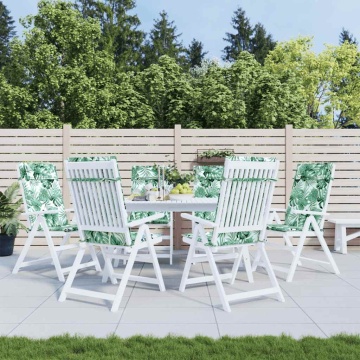 Perne de scaun spătar înalt, 6 buc, model frunze, textil Oxford - Img 1