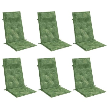 Perne de scaun spătar înalt, 6 buc, model frunze, textil Oxford - Img 3