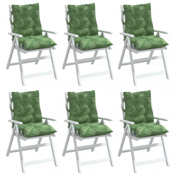 Perne de scaun spătar jos, 6 buc., model frunze, textil oxford - Img 3