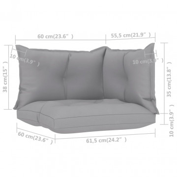 Perne pentru canapea din paleți 3 buc. gri, material textil - Img 7