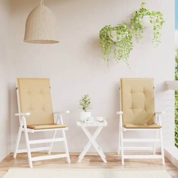 Perne scaun cu spătar înalt 2 buc. melanj bej 120x50x4cm textil - Img 3