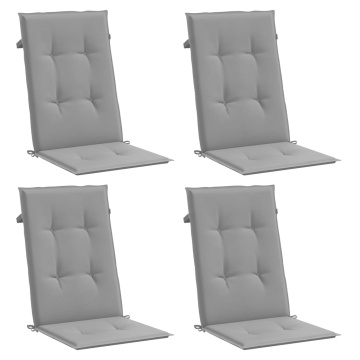 Perne scaun cu spătar înalt, 4 buc., gri, 120x50x3 cm, textil - Img 3