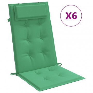 Perne scaun cu spătar înalt, 6 buc, verde, țesătură Oxford - Img 2