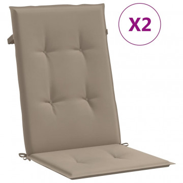 Perne scaun spătar înalt 2 buc., gri taupe, 120x50x3 cm, textil - Img 2