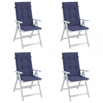 Perne scaune cu spătar înalt, 4 buc., bleumarin, textil - Img 4