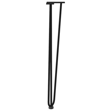 Picioare de masă în ac de păr 4 buc Negru 72 cm Oțel masiv - Img 5