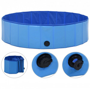 Piscină pentru câini pliabilă, albastru, 120 x 30 cm, PVC - Img 2