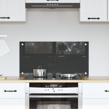 Plăci backsplash bucătărie gri închis 80x40x0,6 cm, din sticlă securizată - Img 1