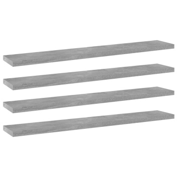Plăci bibliotecă, gri beton, 4 buc, 60 x 10 x 1,5 cm, PAL - Img 1