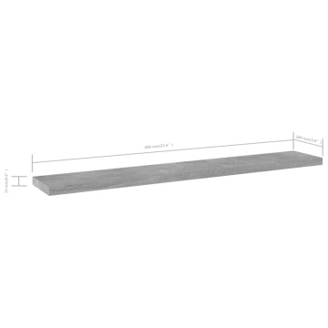 Plăci bibliotecă, gri beton, 4 buc, 60 x 10 x 1,5 cm, PAL - Img 5