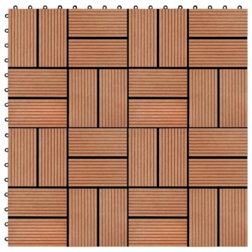 Plăci de pardoseală 11 buc, culoare tec, 30 x 30 cm, WPC, 1 mp - Img 1