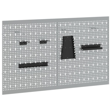 Plăci perforate 2 piese cu 8 accesorii, Gri, 50x60 cm, Oțel - Img 2