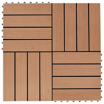 Plăci podea, 11 buc., culoare tec, 30 x 30 cm, WPC, 1mp - Img 1