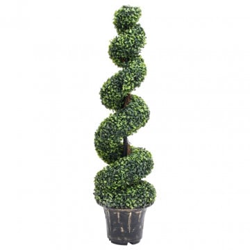 Plantă artificială de cimișir cu ghiveci, verde, 117cm, spirală - Img 1