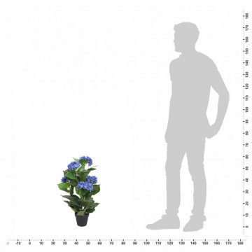 Plantă artificială hydrangea cu ghiveci, 60 cm, albastru - Img 3