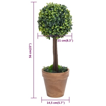 Plante artificiale cimișir cu ghiveci 2 buc. verde 56 cm minge - Img 5